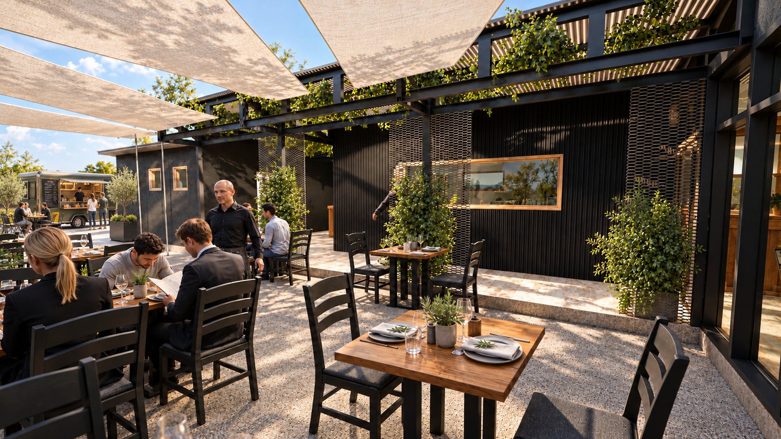 Restaurant Parchados, visualización 3D, vista 2
