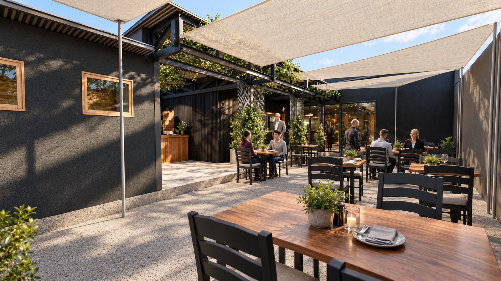 Restaurant Parchados, visualización 3D, vista 3